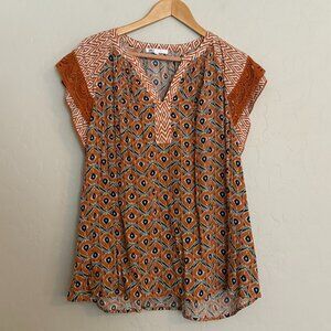Daniel Rainn DR2 Bohemian Flutter Sleeve Blouse Women's Size 1X